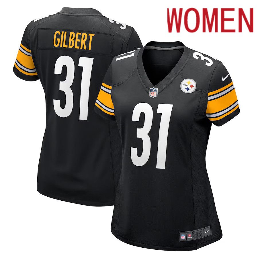 Women Pittsburgh Steelers #31 Mark Gilbert Nike Black Game Player NFL Jersey